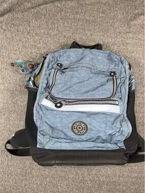 Kipling Blue Black 17" x 13" Padded Zip Pocket Private Transport Laptop Backpack